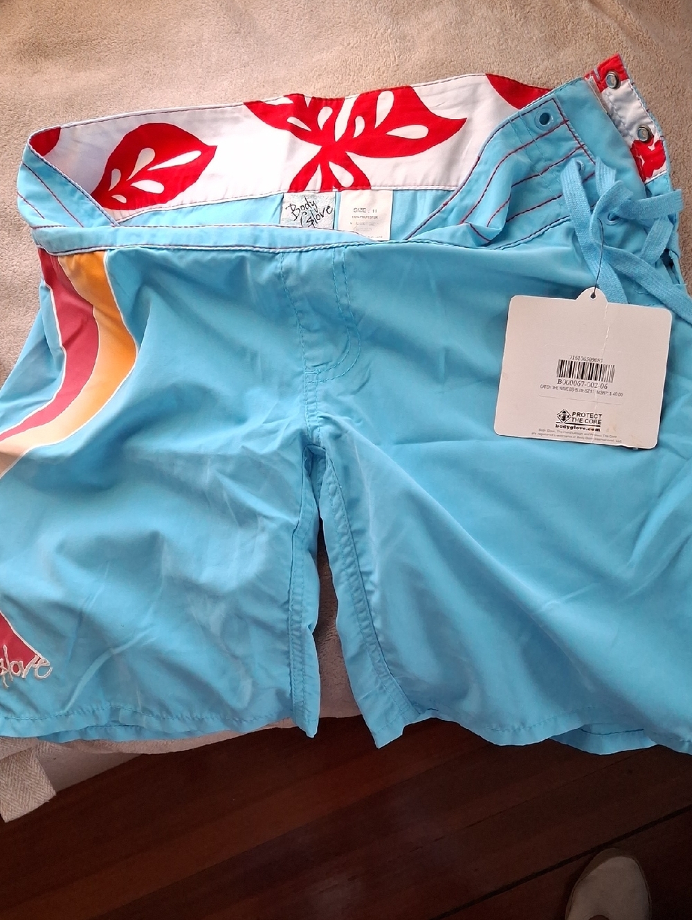 Body Glove Tropical Swim Trunks in Red & Light Blue
